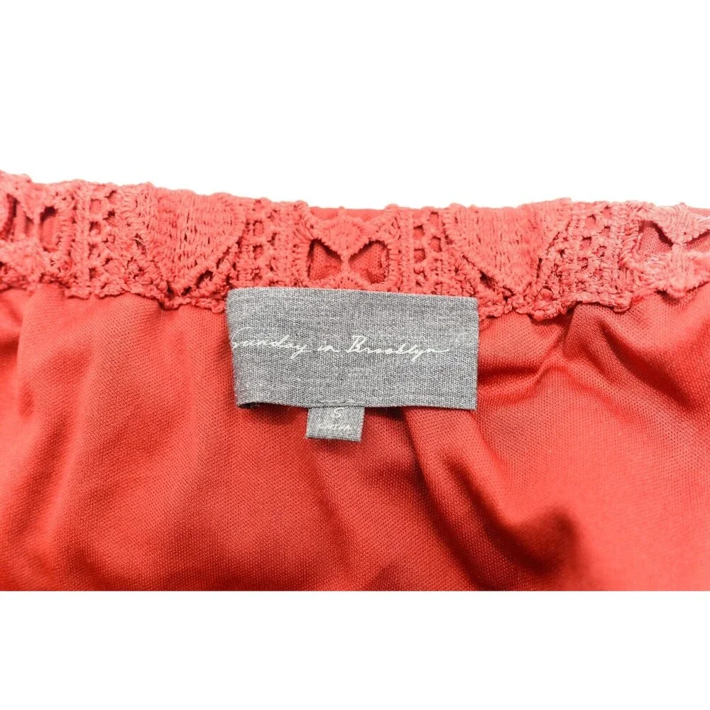 Sundays In Brooklyn Anthropologie Off The Shoulder Lace Eyelet Top Sz S - Picture 3 of 7